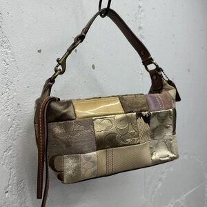 Patchwork Shoulder Bag in Gold and Brown